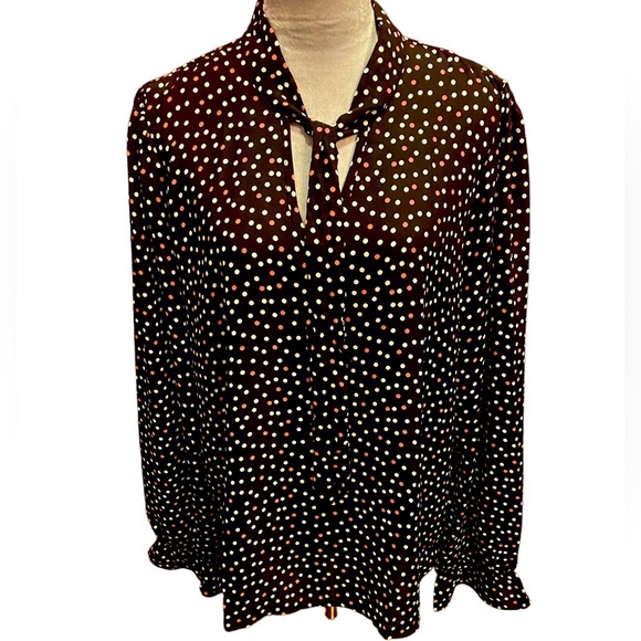 Tamara H Tops - Tamara H Polka Dot Blouse with Tie